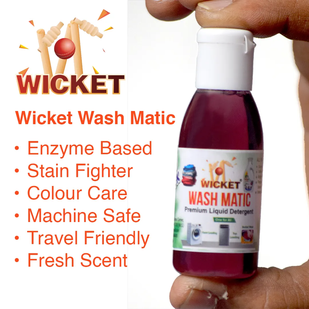 Wicket Wash Matic (25ml x Pack of 10) | Premium Liquid Detergent | Travel Pack - Image 3